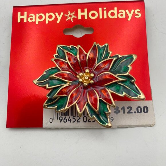 Lot Of 5 Holiday Brooch Pins Vintage To Modern Festive Cat Penguin Poinsettia - Picture 16 of 16